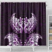 New Zealand Ta Moko Shower Curtain Aotearoa Maori Chest Tattoo Purple LT14 - Polynesian Pride