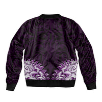 New Zealand Ta Moko Sleeve Zip Bomber Jacket Aotearoa Maori Chest Tattoo Purple LT14 - Polynesian Pride