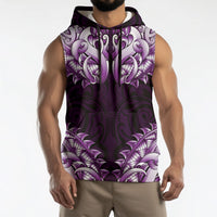 New Zealand Ta Moko Sleeveless Hoodie Aotearoa Maori Chest Tattoo Purple LT14 - Polynesian Pride