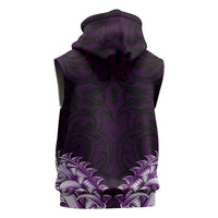New Zealand Ta Moko Sleeveless Zip Hoodie Aotearoa Maori Chest Tattoo Purple LT14 - Polynesian Pride
