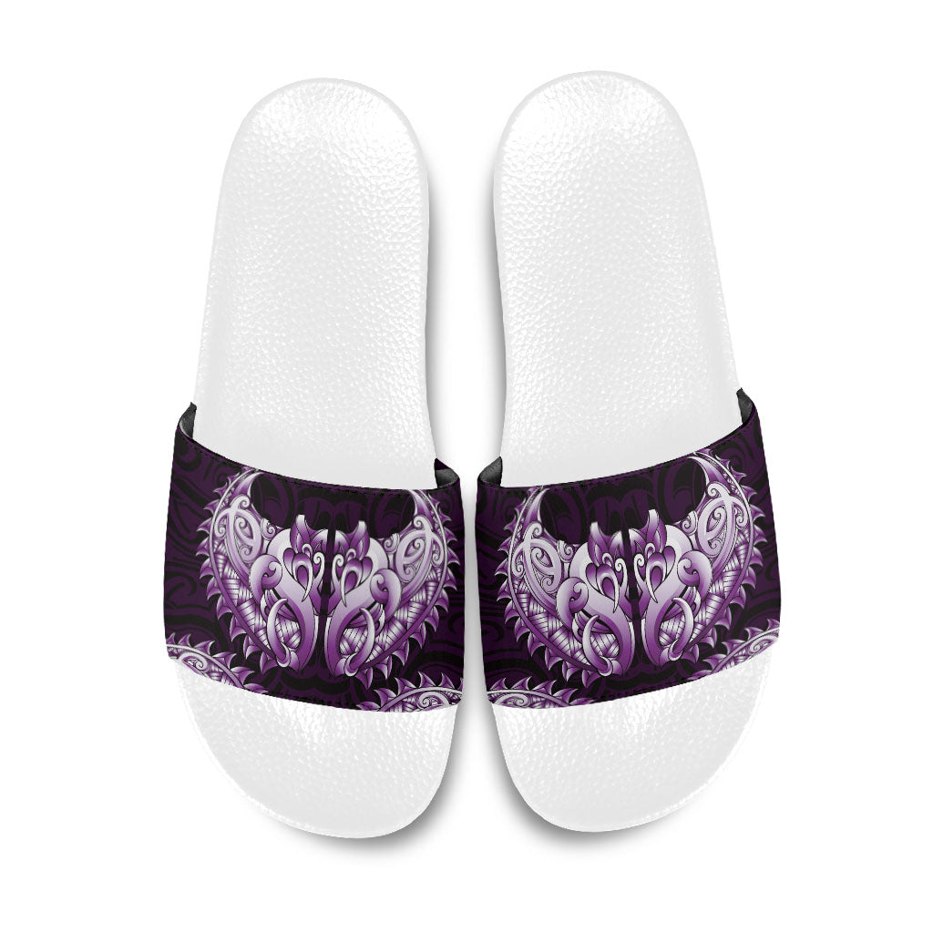 New Zealand Ta Moko Slide Sandals Aotearoa Maori Chest Tattoo Purple LT14 Purple - Polynesian Pride