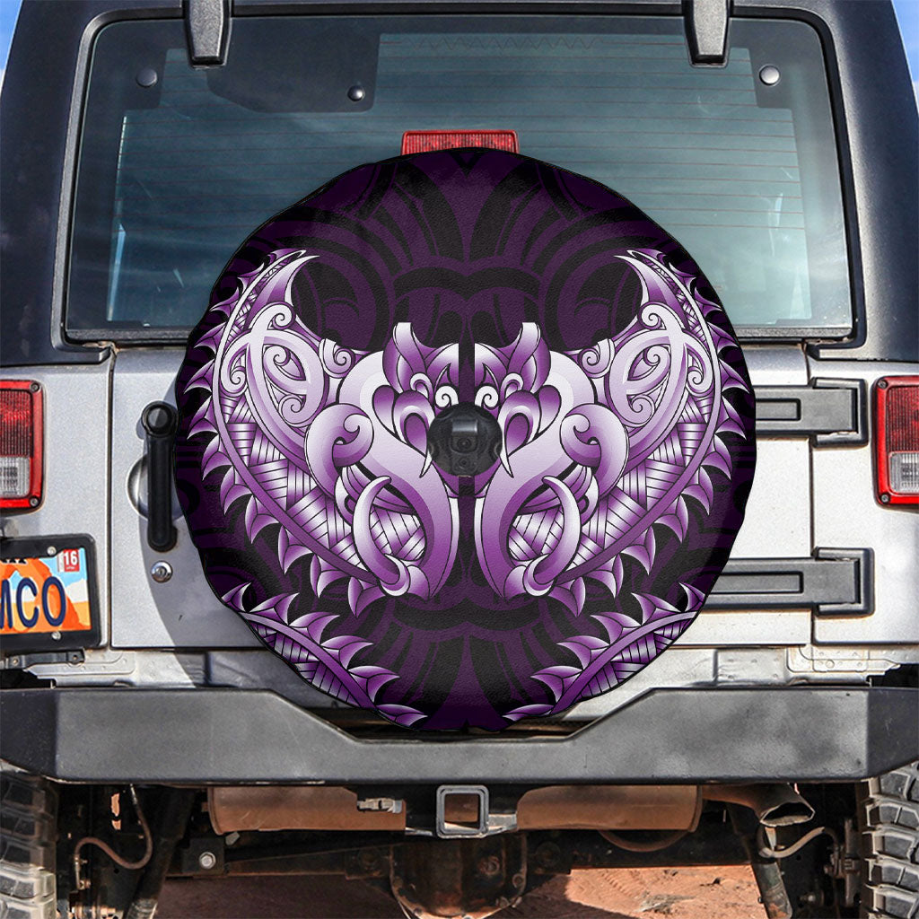 New Zealand Ta Moko Spare Tire Cover Aotearoa Maori Chest Tattoo Purple LT14 Purple - Polynesian Pride