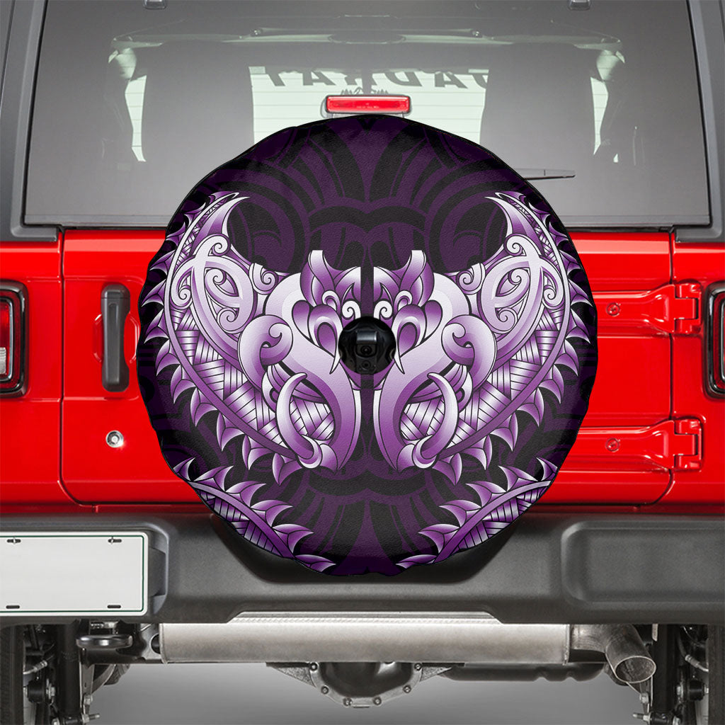 New Zealand Ta Moko Spare Tire Cover Aotearoa Maori Chest Tattoo Purple LT14 - Polynesian Pride