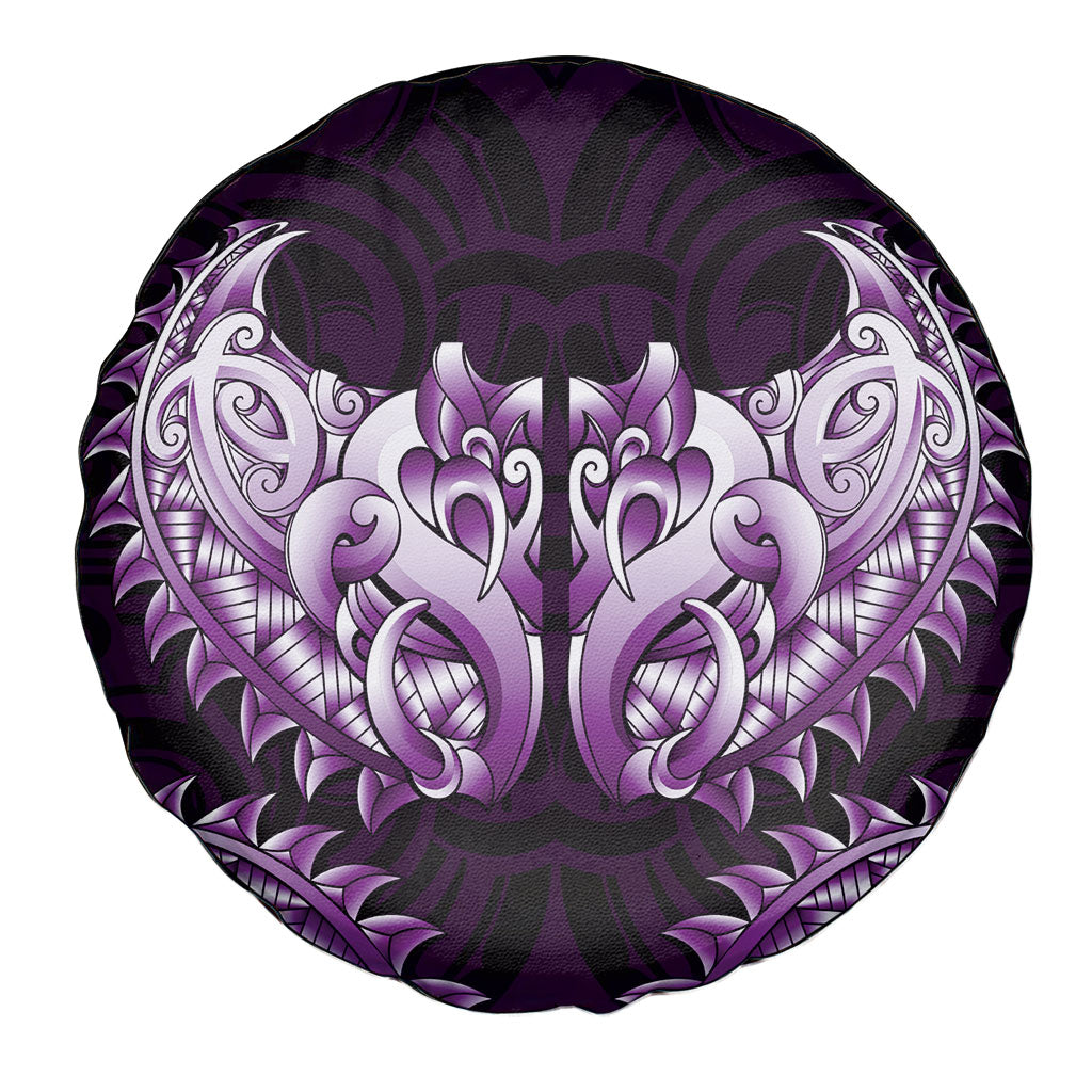 New Zealand Ta Moko Spare Tire Cover Aotearoa Maori Chest Tattoo Purple LT14 - Polynesian Pride
