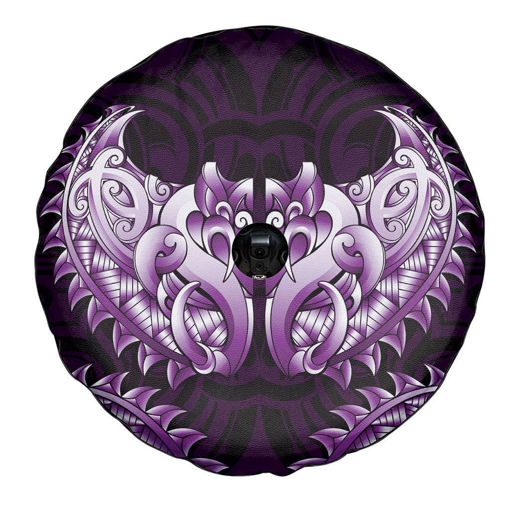 New Zealand Ta Moko Spare Tire Cover Aotearoa Maori Chest Tattoo Purple LT14 - Polynesian Pride