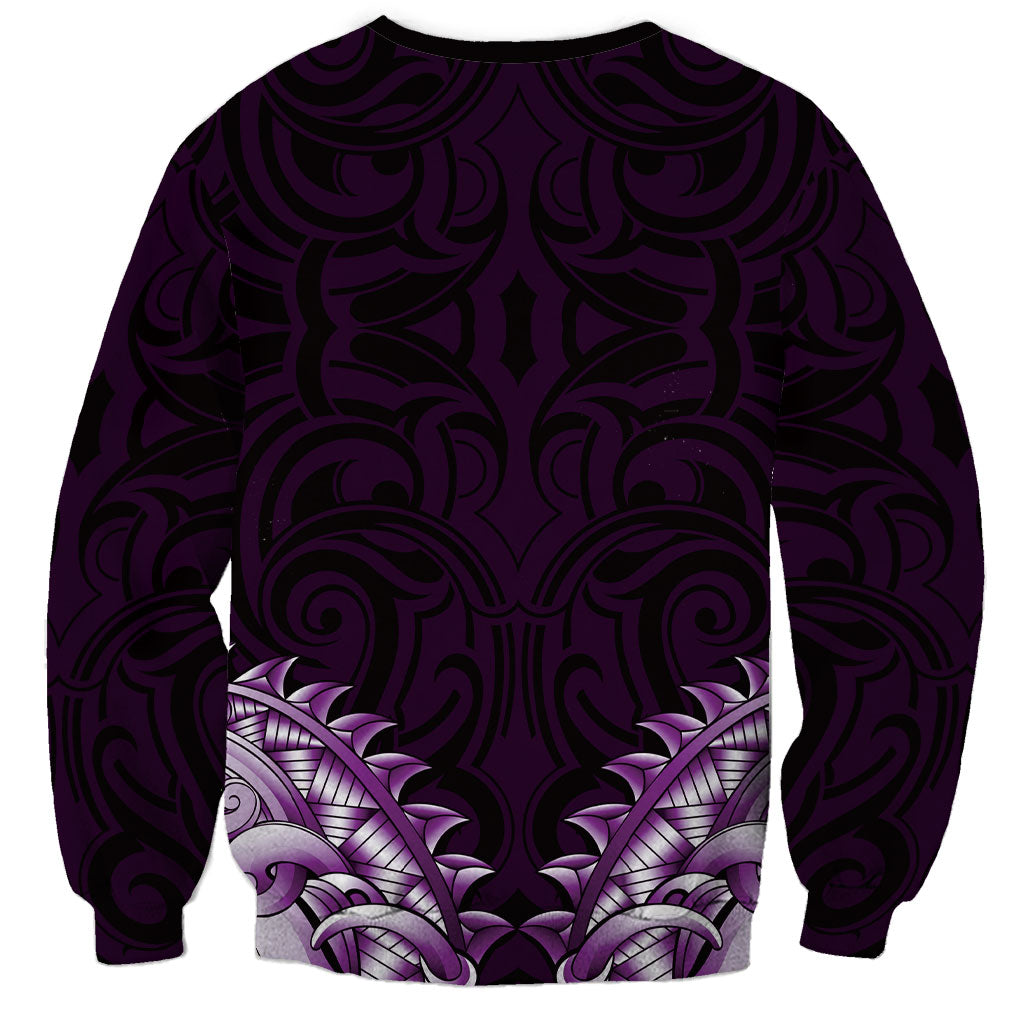 New Zealand Ta Moko Sweatshirt Aotearoa Maori Chest Tattoo Purple LT14 - Polynesian Pride