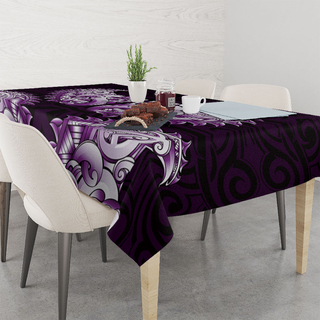 New Zealand Ta Moko Tablecloth Aotearoa Maori Chest Tattoo Purple LT14 - Polynesian Pride