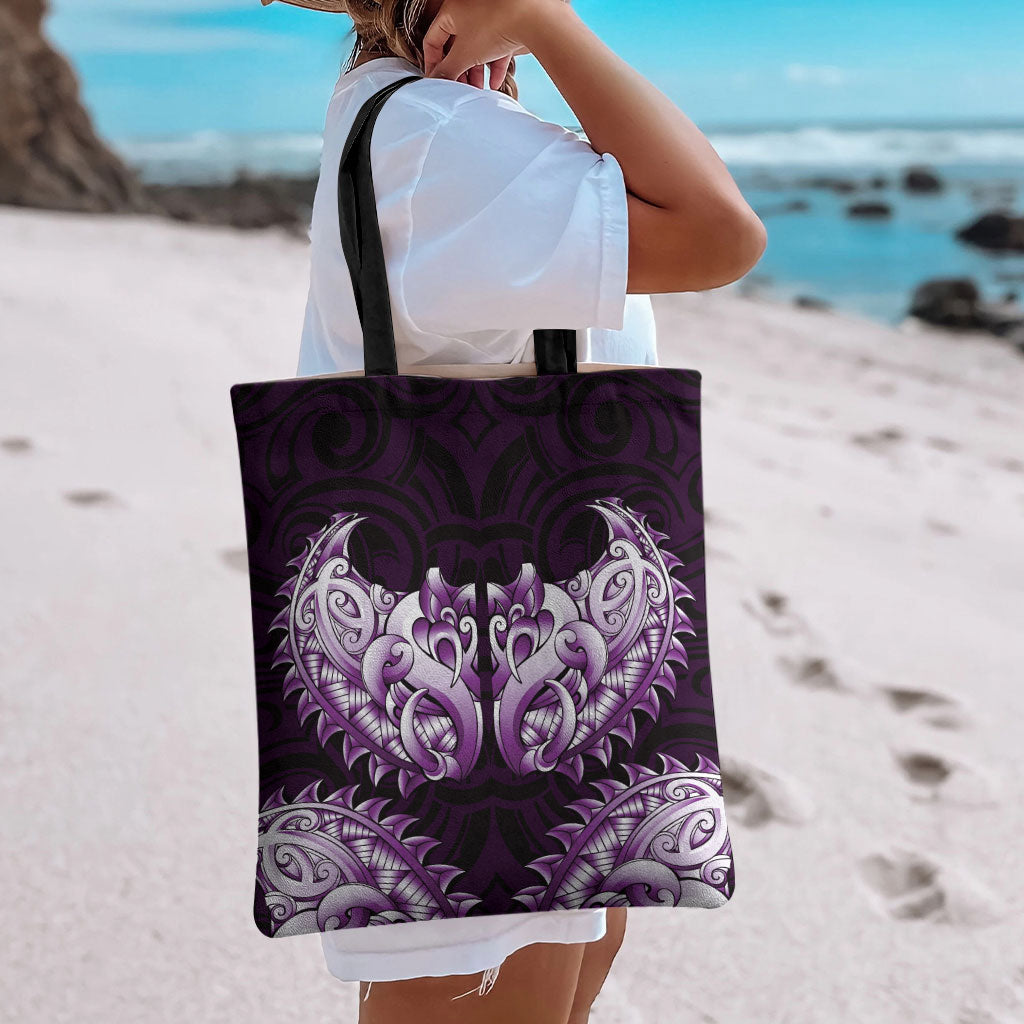 New Zealand Ta Moko Tote Bag Aotearoa Maori Chest Tattoo Purple LT14 - Polynesian Pride