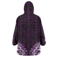 New Zealand Ta Moko Wearable Blanket Hoodie Aotearoa Maori Chest Tattoo Purple LT14 - Polynesian Pride