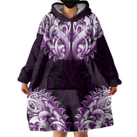 New Zealand Ta Moko Wearable Blanket Hoodie Aotearoa Maori Chest Tattoo Purple LT14 - Polynesian Pride