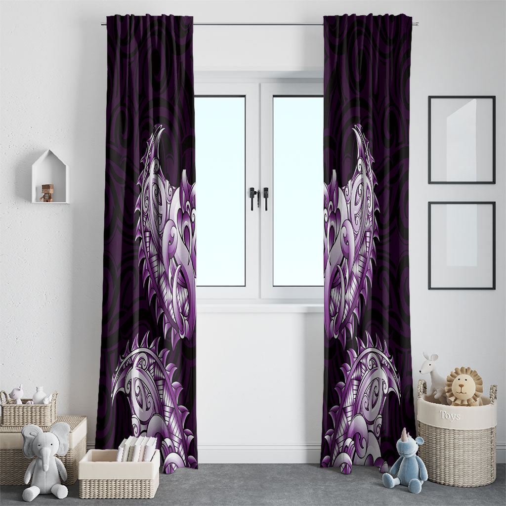 New Zealand Ta Moko Window Curtain Aotearoa Maori Chest Tattoo Purple LT14 - Polynesian Pride