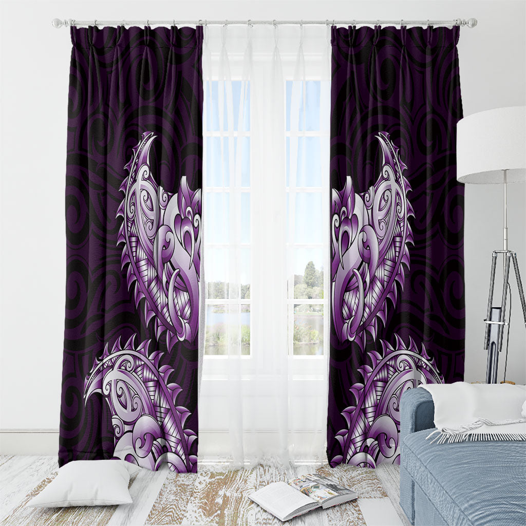 New Zealand Ta Moko Window Curtain Aotearoa Maori Chest Tattoo Purple LT14 - Polynesian Pride