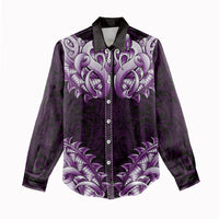 New Zealand Ta Moko Women Casual Shirt Aotearoa Maori Chest Tattoo Purple LT14 - Polynesian Pride