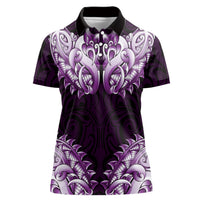 New Zealand Ta Moko Women Polo Shirt Aotearoa Maori Chest Tattoo Purple LT14 Female Purple - Polynesian Pride