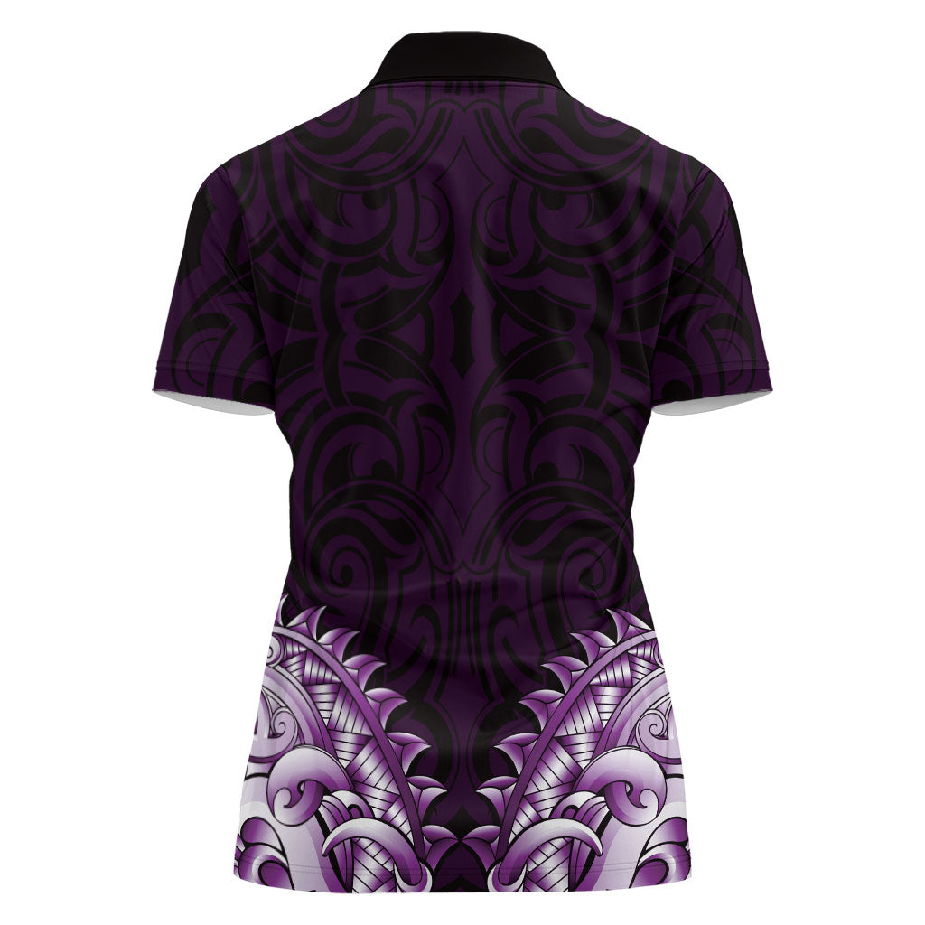 New Zealand Ta Moko Women Polo Shirt Aotearoa Maori Chest Tattoo Purple LT14 - Polynesian Pride