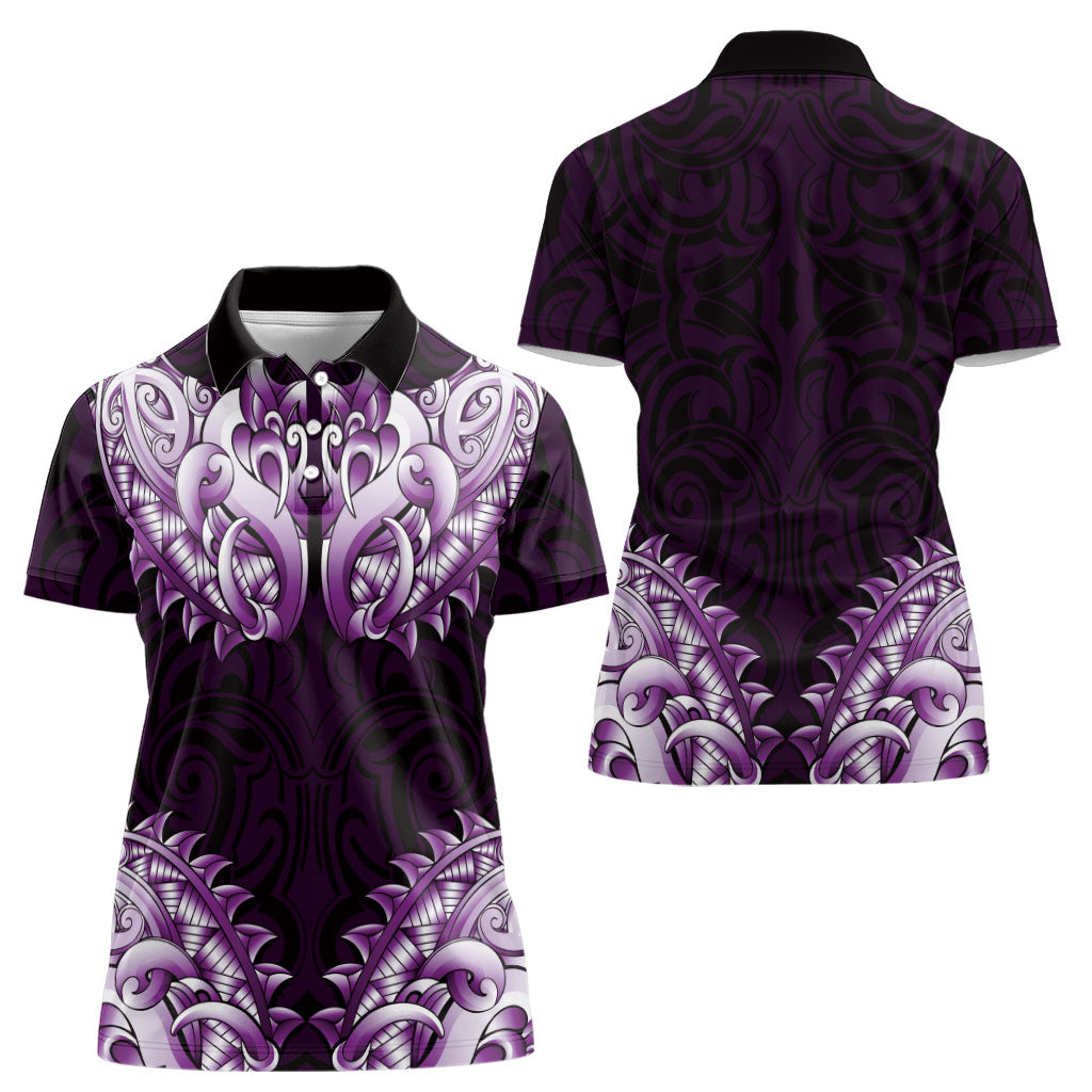 New Zealand Ta Moko Women Polo Shirt Aotearoa Maori Chest Tattoo Purple LT14 - Polynesian Pride