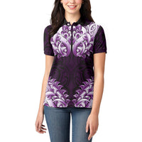 New Zealand Ta Moko Women Polo Shirt Aotearoa Maori Chest Tattoo Purple LT14 - Polynesian Pride