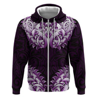 New Zealand Ta Moko Zip Hoodie Aotearoa Maori Chest Tattoo Purple LT14 Zip Hoodie Purple - Polynesian Pride