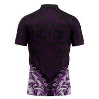 New Zealand Ta Moko Zipper Polo Shirt Aotearoa Maori Chest Tattoo Purple LT14 - Polynesian Pride
