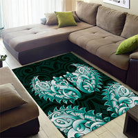 New Zealand Ta Moko Area Rug Aotearoa Maori Chest Tattoo Turquoise LT14 - Polynesian Pride