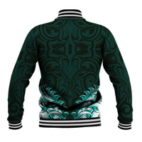 New Zealand Ta Moko Baseball Jacket Aotearoa Maori Chest Tattoo Turquoise LT14 - Polynesian Pride