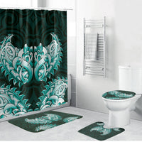 New Zealand Ta Moko Bathroom Set Aotearoa Maori Chest Tattoo Turquoise LT14 Bathroom Set (4 pcs) Turquoise - Polynesian Pride