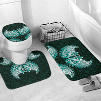 New Zealand Ta Moko Bathroom Set Aotearoa Maori Chest Tattoo Turquoise LT14 Mat Set Only (3 pcs) One Size Turquoise - Polynesian Pride