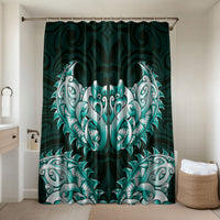 New Zealand Ta Moko Bathroom Set Aotearoa Maori Chest Tattoo Turquoise LT14 Shower Curtain Only Turquoise - Polynesian Pride