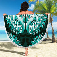 New Zealand Ta Moko Beach Blanket Aotearoa Maori Chest Tattoo Turquoise LT14 - Polynesian Pride