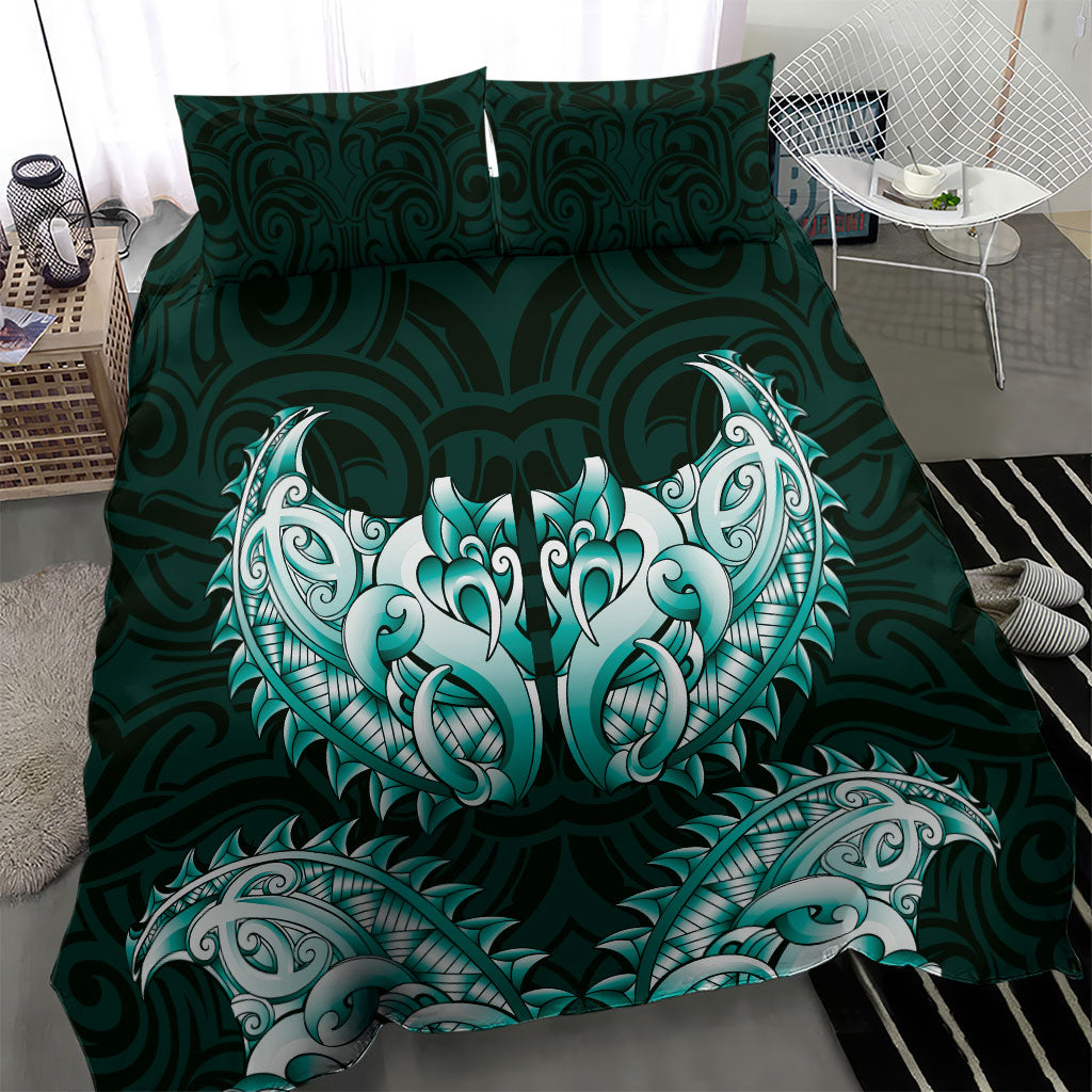 New Zealand Ta Moko Bedding Set Aotearoa Maori Chest Tattoo Turquoise LT14 - Polynesian Pride
