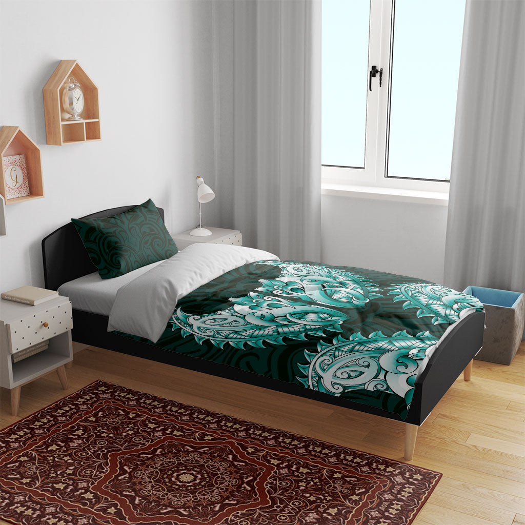 New Zealand Ta Moko Bedding Set Aotearoa Maori Chest Tattoo Turquoise LT14 - Polynesian Pride