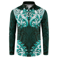 New Zealand Ta Moko Button Sweatshirt Aotearoa Maori Chest Tattoo Turquoise LT14 Turquoise - Polynesian Pride