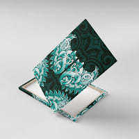 New Zealand Ta Moko Canvas Wall Art Aotearoa Maori Chest Tattoo Turquoise LT14 With Frame Turquoise - Polynesian Pride
