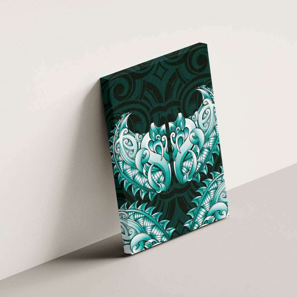 New Zealand Ta Moko Canvas Wall Art Aotearoa Maori Chest Tattoo Turquoise LT14 - Polynesian Pride