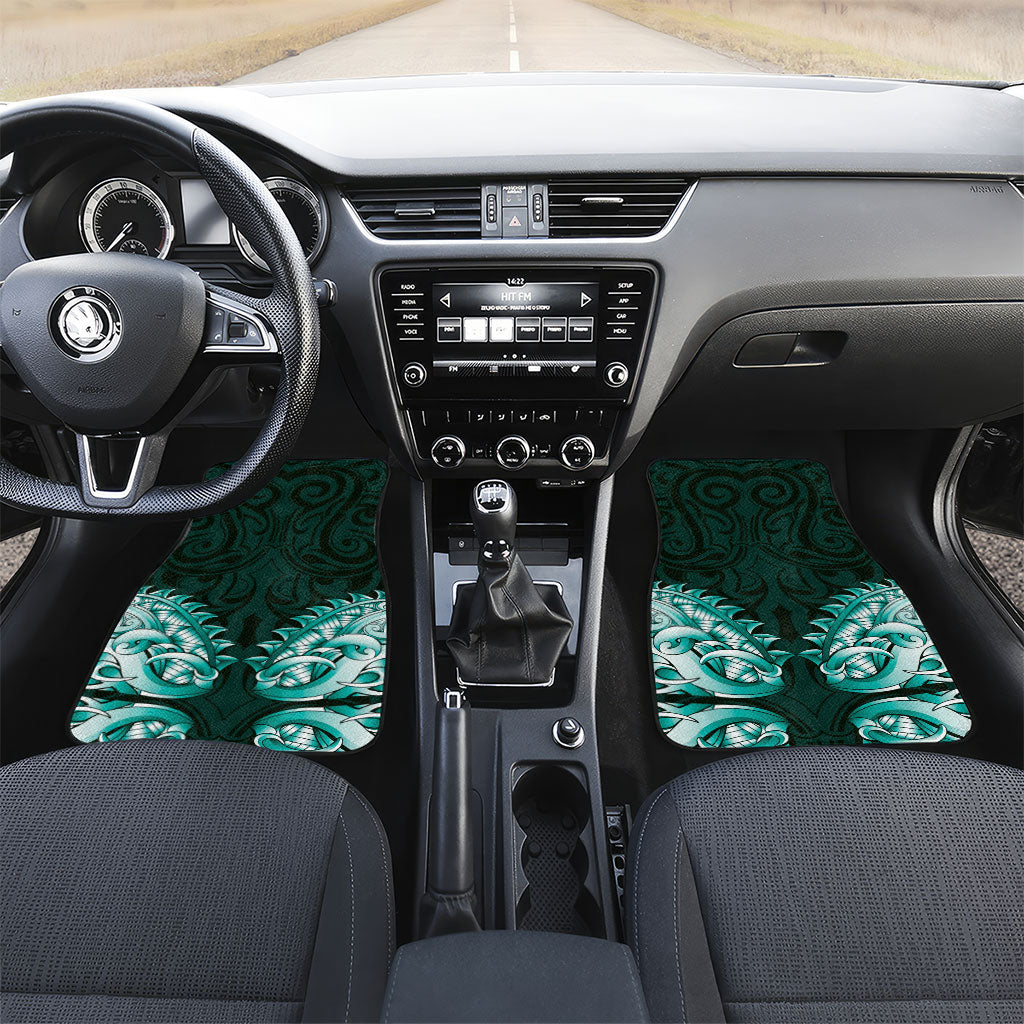 New Zealand Ta Moko Car Mats Aotearoa Maori Chest Tattoo Turquoise LT14 Set 2pcs - Front Turquoise - Polynesian Pride