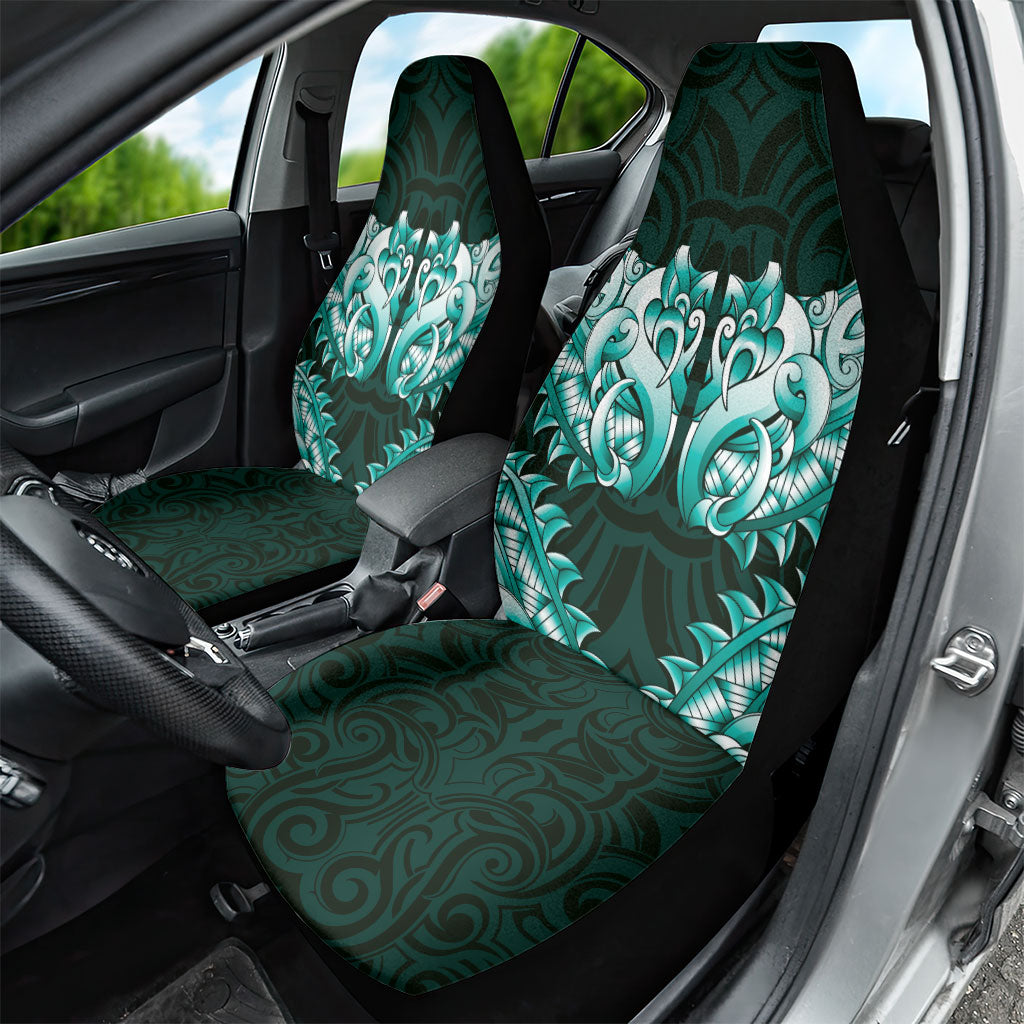 New Zealand Ta Moko Car Seat Cover Aotearoa Maori Chest Tattoo Turquoise LT14 - Polynesian Pride