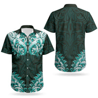 New Zealand Ta Moko Couples Matching Long Sleeve Bodycon Dress and Hawaiian Shirt Aotearoa Maori Chest Tattoo Turquoise LT14 - Polynesian Pride