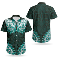 New Zealand Ta Moko Couples Matching Off Shoulder Maxi Dress and Hawaiian Shirt Aotearoa Maori Chest Tattoo Turquoise LT14 - Polynesian Pride