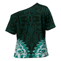 New Zealand Ta Moko Cross Shoulder Shirt Aotearoa Maori Chest Tattoo Turquoise LT14 - Polynesian Pride