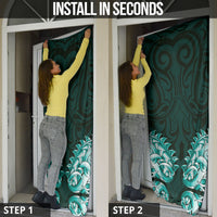 New Zealand Ta Moko Door Cover Aotearoa Maori Chest Tattoo Turquoise LT14 - Polynesian Pride