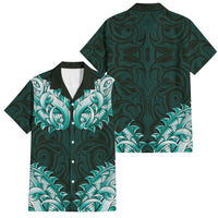 New Zealand Ta Moko Family Matching Short Sleeve Bodycon Dress and Hawaiian Shirt Aotearoa Maori Chest Tattoo Turquoise LT14 Dad's Shirt - Short Sleeve Turquoise - Polynesian Pride