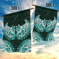 New Zealand Ta Moko Garden Flag Aotearoa Maori Chest Tattoo Turquoise LT14 - Polynesian Pride
