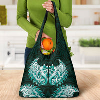 New Zealand Ta Moko Grocery Bag Aotearoa Maori Chest Tattoo Turquoise LT14 - Polynesian Pride