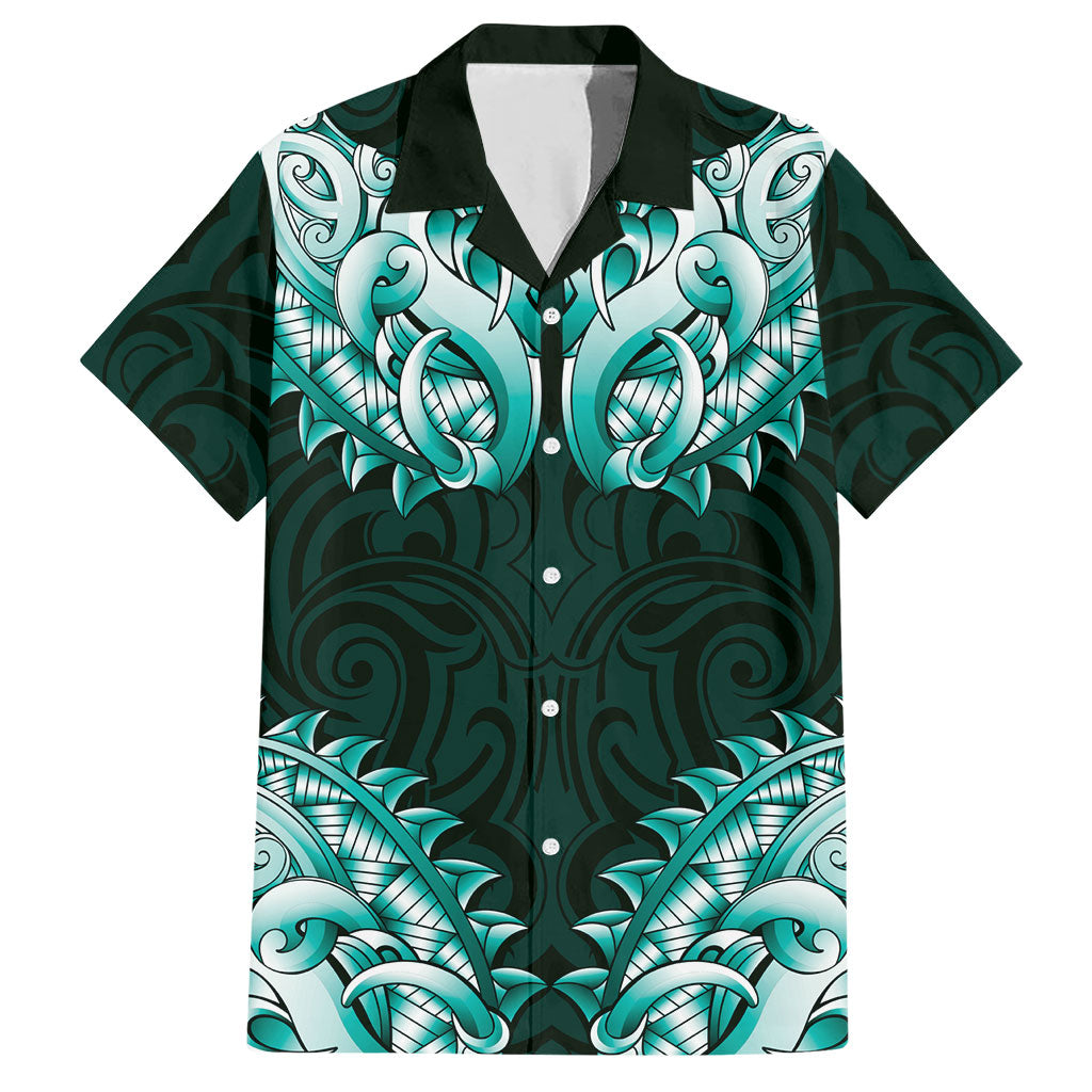 New Zealand Ta Moko Hawaiian Shirt Aotearoa Maori Chest Tattoo Turquoise LT14 Turquoise - Polynesian Pride