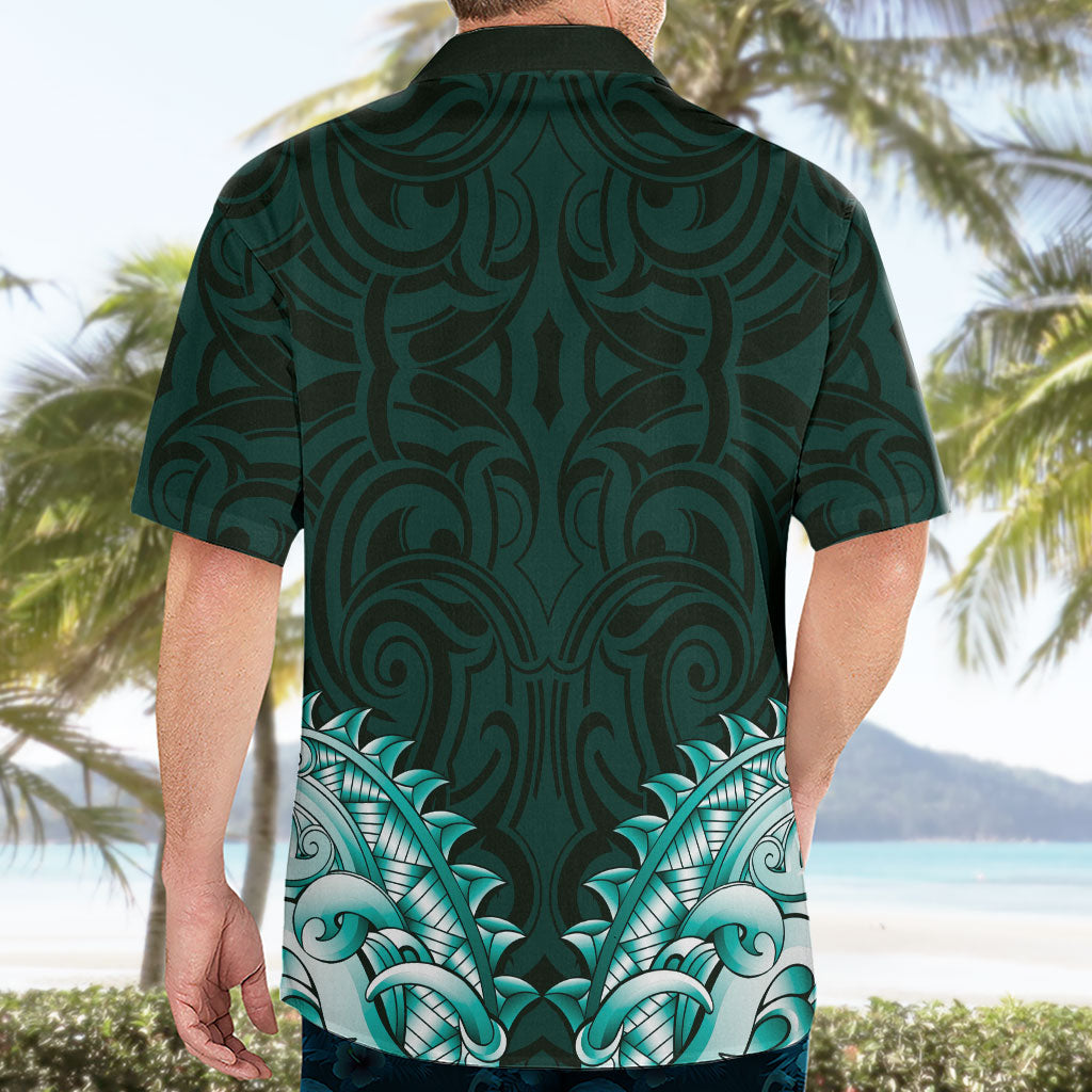 New Zealand Ta Moko Hawaiian Shirt Aotearoa Maori Chest Tattoo Turquoise LT14 - Polynesian Pride
