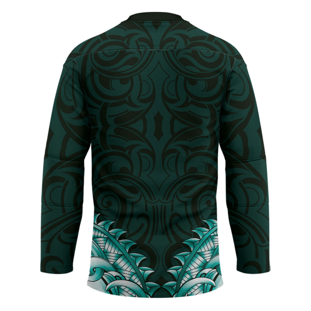New Zealand Ta Moko Hockey Jersey Aotearoa Maori Chest Tattoo Turquoise LT14 - Polynesian Pride