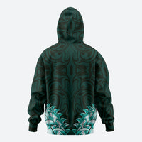 New Zealand Ta Moko Hoodie Aotearoa Maori Chest Tattoo Turquoise LT14 - Polynesian Pride