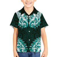 New Zealand Ta Moko Kid Hawaiian Shirt Aotearoa Maori Chest Tattoo Turquoise LT14 Kid Turquoise - Polynesian Pride