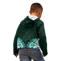 New Zealand Ta Moko Kid Hoodie Aotearoa Maori Chest Tattoo Turquoise LT14 - Polynesian Pride