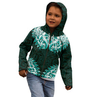 New Zealand Ta Moko Kid Hoodie Aotearoa Maori Chest Tattoo Turquoise LT14 - Polynesian Pride